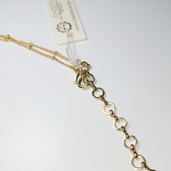 NWT-AMRITA SINGH-LIGHT PINK CRYSTALS AND GOLD NECKLACE - Picture 7 of 8